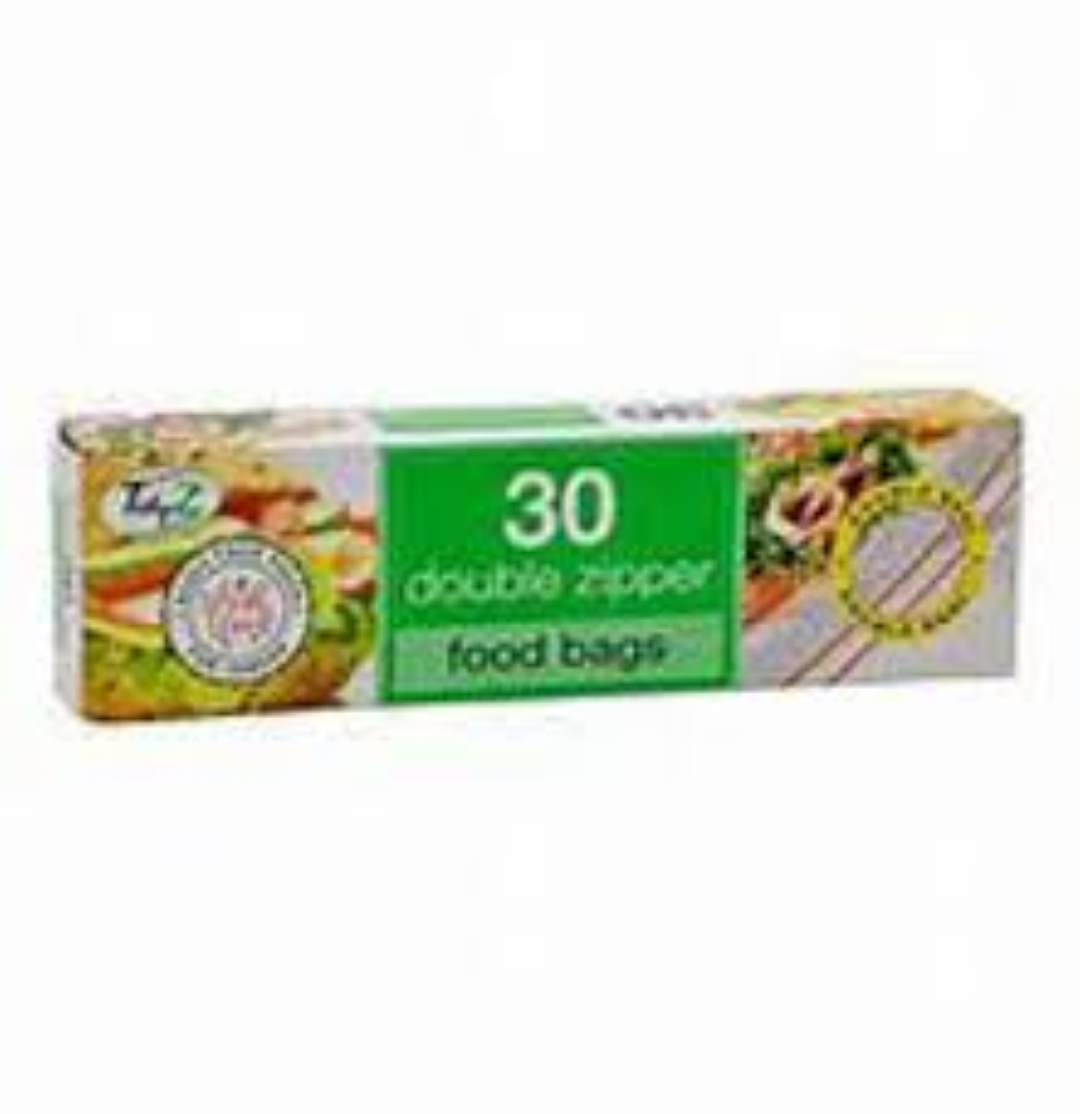 TIDYZ FOOD BAGS 30 DOUBLE ZIPPER